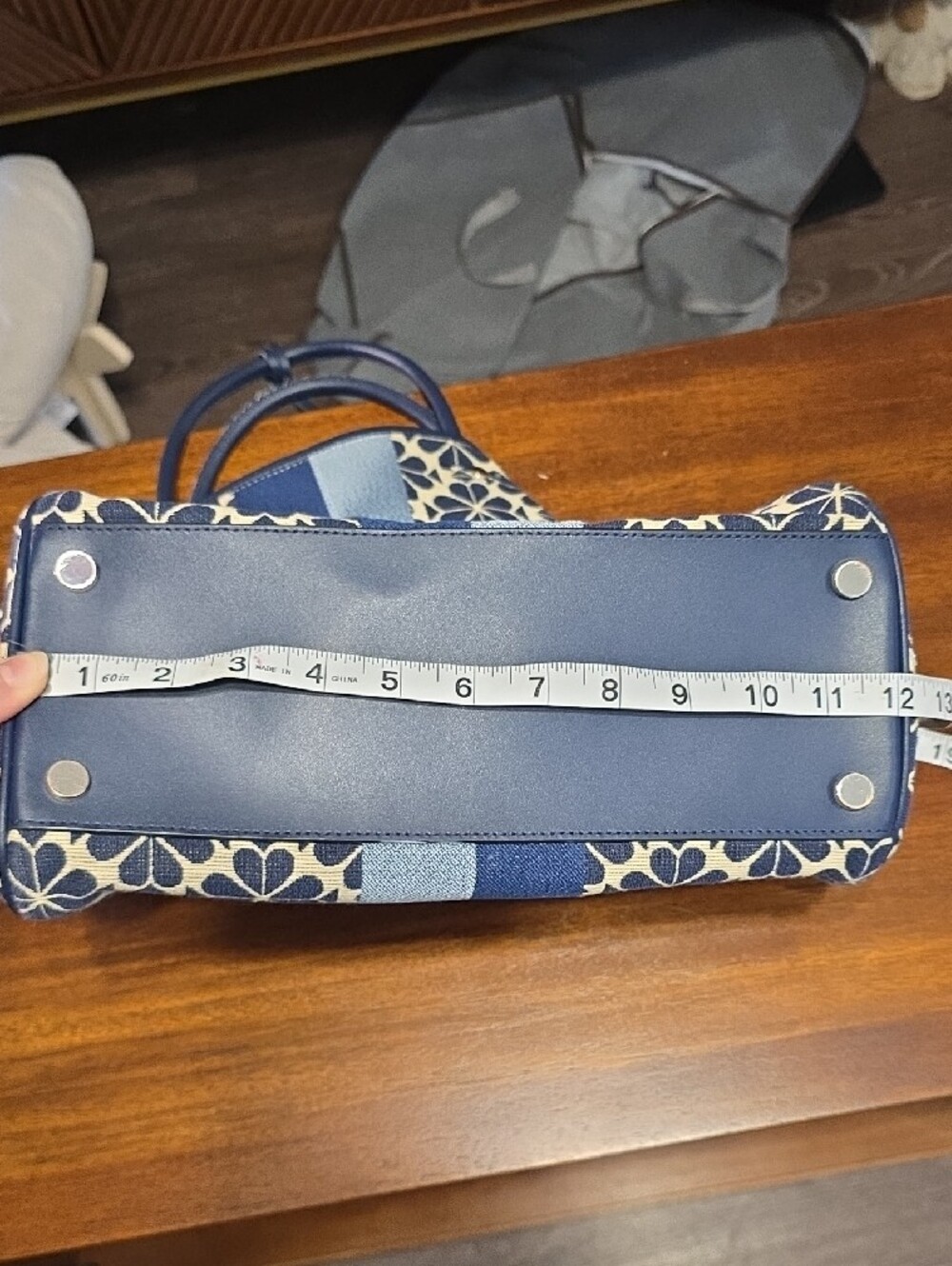 kate spade Navy and Cream Floral Tote with Blue Stripe - Picture 7 of 9